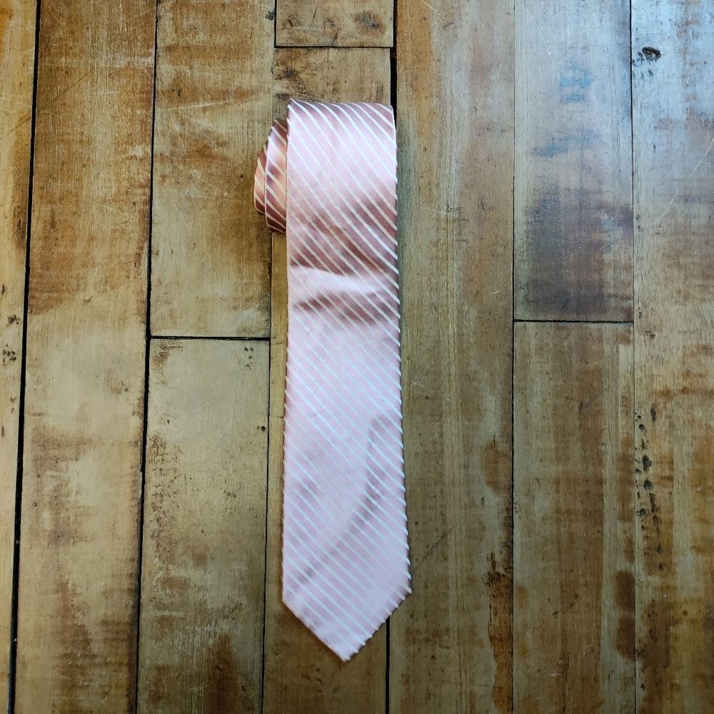Nautica silk tie pink white stripe office wedding spring easter formal prom
